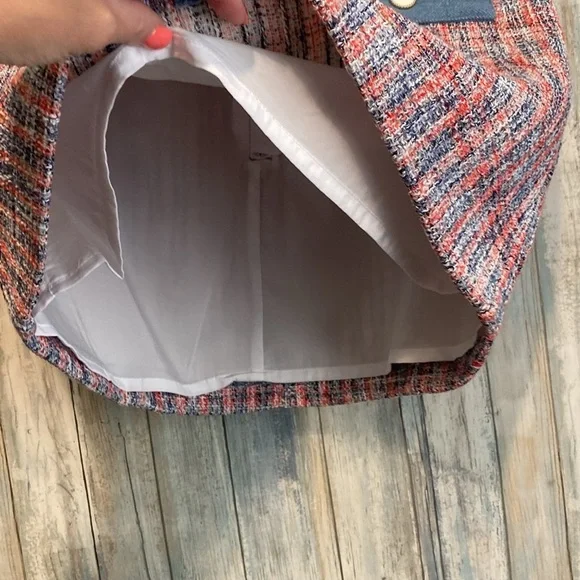 House of Harlow 1960 blue denim and pink button tweed skirt | Size 10 - Picture 5 of 9